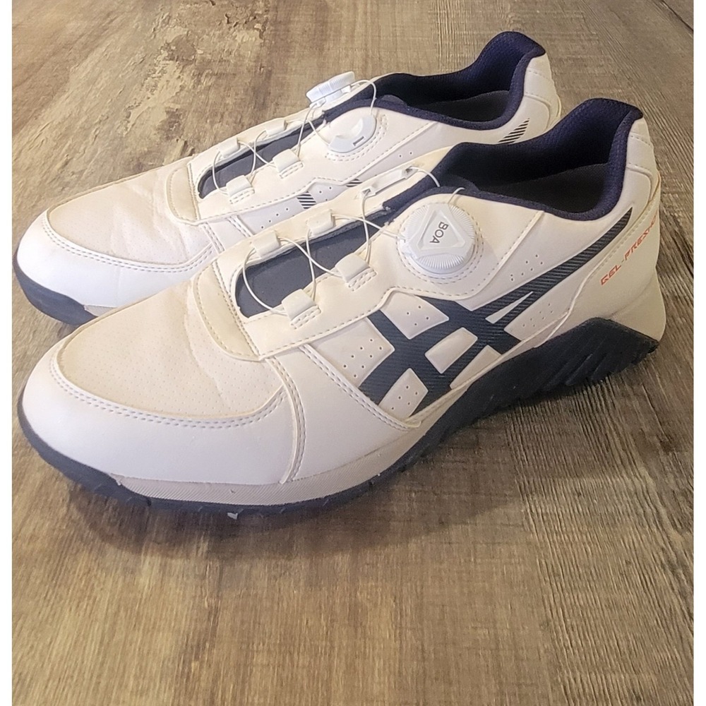 Asics Gel-Preshot Boa Laces Mens 9.5 Golf Shoes 1113A003 White Blue Orange EUC - Picture 2 of 15